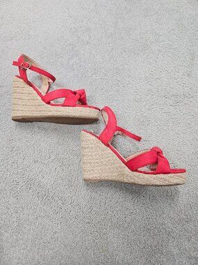 Red espadrille wedge sandals - size 7.5